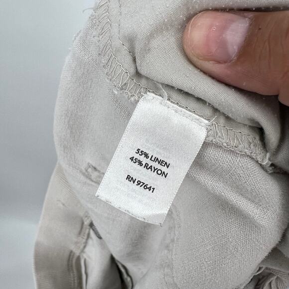 J. Jill Cropped Linen Pants Women's 8 Petite Cream Straight Leg Front Tie - Picture 6 of 9